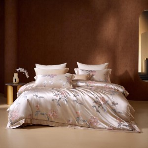 Premium Quality Jacquard Silk Duvet Cover Top Luxury High-end 100% Mulberry Silk Pink Color 4 Piece Bedding Set