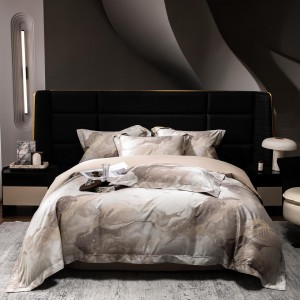 Digital printing comforter duvet cover with 2 pillow shams double coverlets pink 100S lyocell cotton flat sheet 4PCS textile bedding set wholesaler