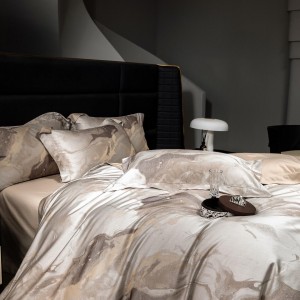 Digital printing comforter duvet cover with 2 pillow shams double coverlets pink 100S lyocell cotton flat sheet 4PCS textile bedding set wholesaler