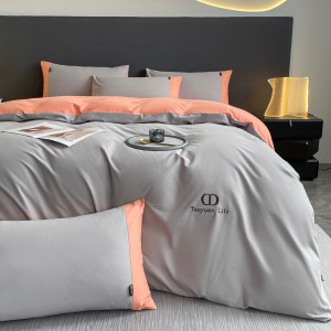 Pure cotton grey home hotel textiles solid color fitted & flat sheets 4pcs bedding set supplier