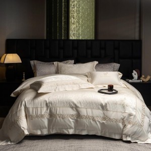 Exquisite embroidery 100S cotton comforter duvet cover soft 1.8m white bedsheets premium home textile bedding set manufacture