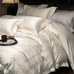 Exquisite embroidery 100S cotton comforter duvet cover soft 1.8m white bedsheets premium home textile bedding set manufacture