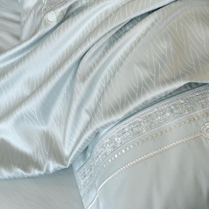 Hot selling blue quilt cover embroidered fitted sheets flat sheet 100S cotton home textile 4-pieces bedding set supplier