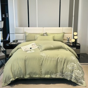 Pastoral style embroidery home textile cotton bed linen green cotton duvet quilt comforter cover bedding set wholesaler