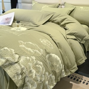 Pastoral style embroidery home textile cotton bed linen green cotton duvet quilt comforter cover bedding set wholesaler