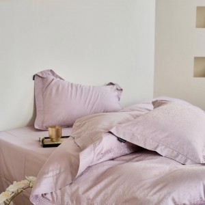 High quality 4 pcs home textiles purple jacquard duvet cover lyocell cotton bedding set supplier