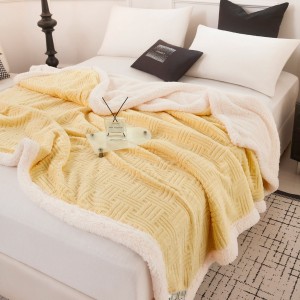 Simple Style Fluffy Velvet Warm Home Textiles Yellow Solid Color Bedding Blanket Supplier