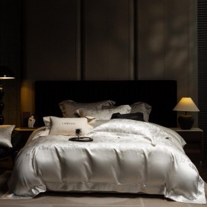 High quality patchwork home textiles grey silk cotton duvet cover jacquard 4 pcs bedding set wholesaler