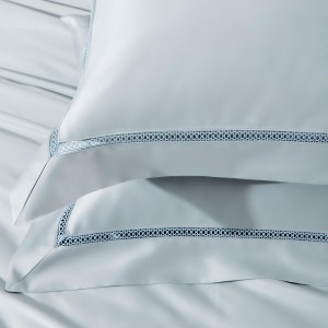 100% long staple cotton solid color home textiles blue 4 pcs duvet cover bedding set supplier