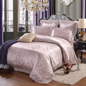 100% Mulberry Silk Home Textiles pink Jacquard Duvet Cover Lace Designer Bedding Set Supplier