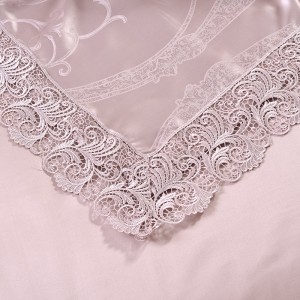100% Mulberry Silk Home Textiles pink Jacquard Duvet Cover Lace Designer Bedding Set Supplier
