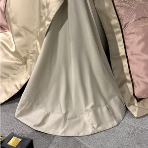 Elegant design full size embroidery adult pillowcases luxury 100% cotton pink comforter cover bedding set supplier