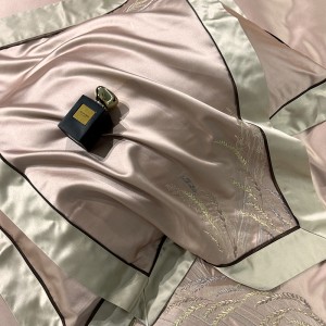 Elegant design full size embroidery adult pillowcases luxury 100% cotton pink comforter cover bedding set supplier