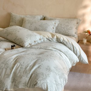 Hot selling cotton 4-pieces textile ODM coverlets jacquard bedsheets simple style bed linen bedding set wholesaler