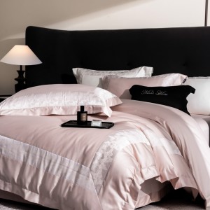 High-quality cotton colored bed sheets exquisite single size jacquard quilt cover home textile pink bedding set manufacture