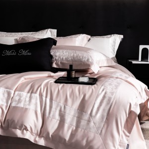 High-quality cotton colored bed sheets exquisite single size jacquard quilt cover home textile pink bedding set manufacture