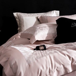 High-quality cotton colored bed sheets exquisite single size jacquard quilt cover home textile pink bedding set manufacture