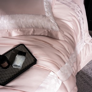 High-quality cotton colored bed sheets exquisite single size jacquard quilt cover home textile pink bedding set manufacture