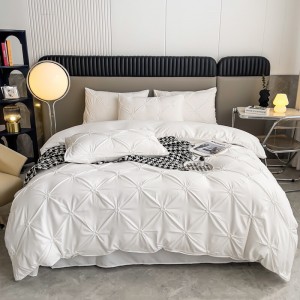ODM/OEM solid color cotton bed linen exquisite king size house white comforter cover bedroom bedding set wholesaler