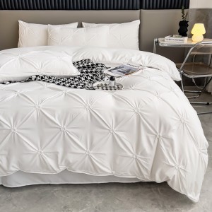 ODM/OEM solid color cotton bed linen exquisite king size house white comforter cover bedroom bedding set wholesaler