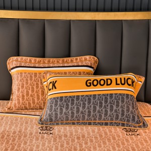 Warm fleece 4-pieces home textile soft carving duvet cover ruffles pillow shams orange flat sheets queen size bedding set