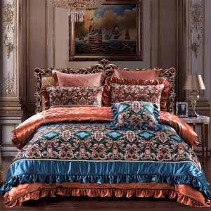 ODM/OEM Luxury Long Staple Cotton Pink Printing Ruffles Comforter Duvet Cover Designer Bedding Set Supplier