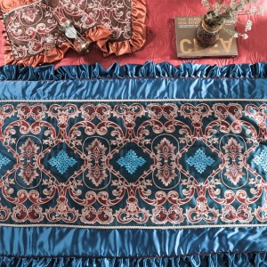 ODM/OEM Luxury Long Staple Cotton Pink Printing Ruffles Comforter Duvet Cover Designer Bedding Set Supplier