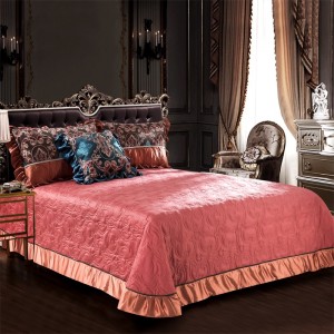 ODM/OEM Luxury Long Staple Cotton Pink Printing Ruffles Comforter Duvet Cover Designer Bedding Set Supplier