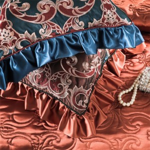 ODM/OEM Luxury Long Staple Cotton Pink Printing Ruffles Comforter Duvet Cover Designer Bedding Set Supplier