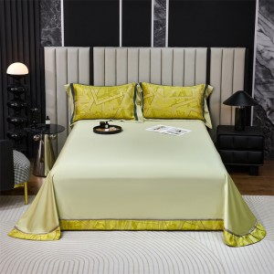 Hot-selling 4-pieces textile jacquard 2m/2.2m bedsheet flat sheets 1.8m quilt cover premium yellow 100% cotton bedding set manufacture