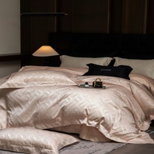 Pink high-precision yarn-dyed jacquard duvet quilt comforter cover bed sheets four-piece bedding set