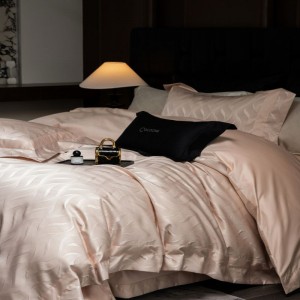 Pink high-precision yarn-dyed jacquard duvet quilt comforter cover bed sheets four-piece bedding set