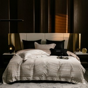 Light brown lyocellcotton home textile bedding yarn-dyed jacquard quilt cover bed sheet set