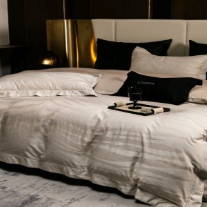 Light brown lyocellcotton home textile bedding yarn-dyed jacquard quilt cover bed sheet set