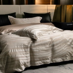 Light brown lyocellcotton home textile bedding yarn-dyed jacquard quilt cover bed sheet set