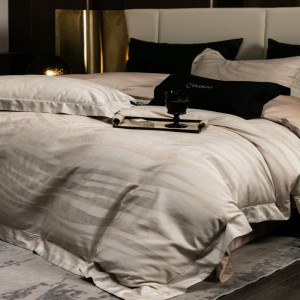 Light brown lyocellcotton home textile bedding yarn-dyed jacquard quilt cover bed sheet set