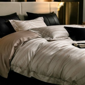 Light brown lyocellcotton home textile bedding yarn-dyed jacquard quilt cover bed sheet set