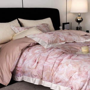 100S cotton floral digital printing duvet cover with ykk zipper queen king bed sheets bedding set in stock
