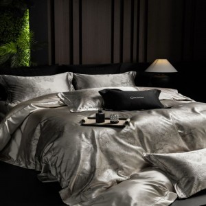 Light luxury sketch flower high precision large version jacquard quilt cover lyocell cotton four-piece bedding set
