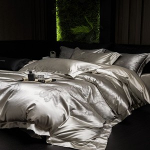 Light luxury sketch flower high precision large version jacquard quilt cover lyocell cotton four-piece bedding set