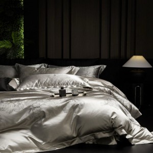 Light luxury sketch flower high precision large version jacquard quilt cover lyocell cotton four-piece bedding set