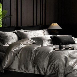 Light luxury sketch flower high precision large version jacquard quilt cover lyocell cotton four-piece bedding set
