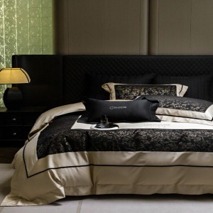 100% cotton yarn-dyed jacquard duvet cover bed sheets bedding set