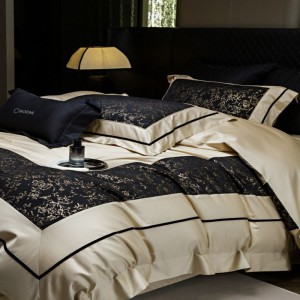 100% cotton yarn-dyed jacquard duvet cover bed sheets bedding set
