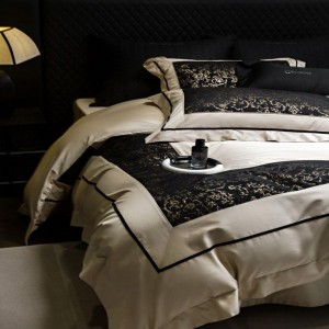 100% cotton yarn-dyed jacquard duvet cover bed sheets bedding set