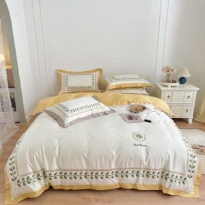 New design home textiles white embroidery duvet cover bedding set supplier