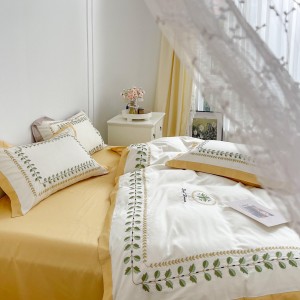 New design home textiles white embroidery duvet cover bedding set supplier