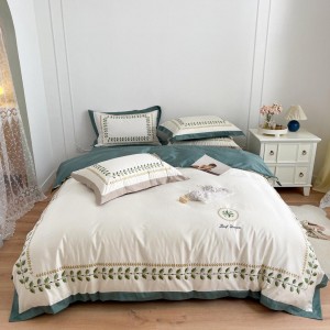 New design home textiles white embroidery duvet cover bedding set supplier