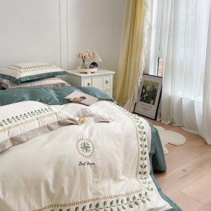 New design home textiles white embroidery duvet cover bedding set supplier