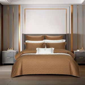 High Quality Brown Jacquard Home Hotel Textiles 100% Cotton Embroidery Comforter Duvet Cover Bedding Set Supplier